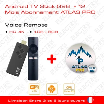 Android TV Stick G96 + 12 Mois Abonnement Atlas Pro ONTV